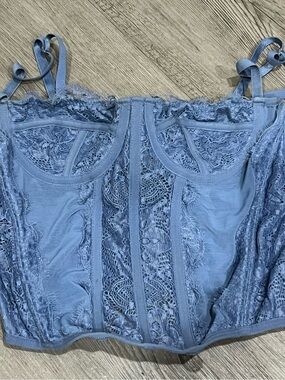 Blue Lace Bustier Top